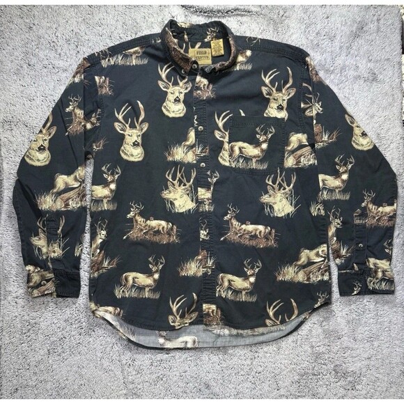 Outdoor‎ Life Shirt Mens Large Deer AOP Button Up Hunting Cotton Field Tested - Picture 2 of 9